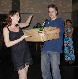 Chris receiving his birthday present