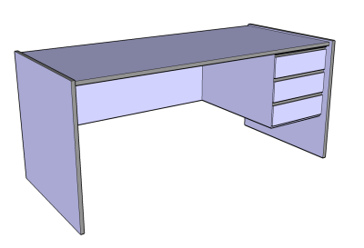 Blue-grey desk in Google SketchUp