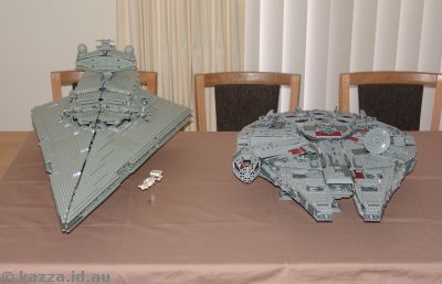 Star Destroyer and Millenium Falcon