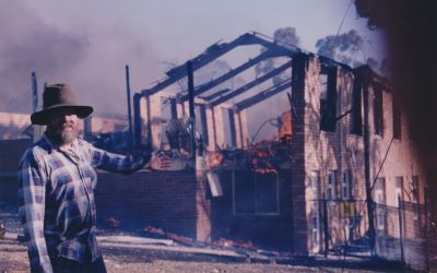 Church burnt down, January 1994 Bushfires