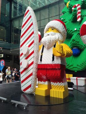 Lego surfing santa