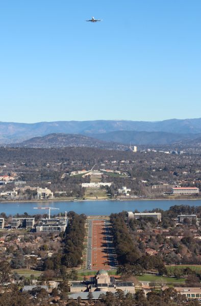 VH-OEJ over Canberra
