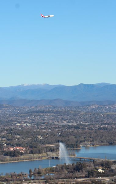 VH-OEJ over Canberra
