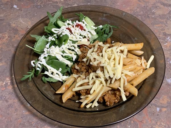 Bolognase and salad