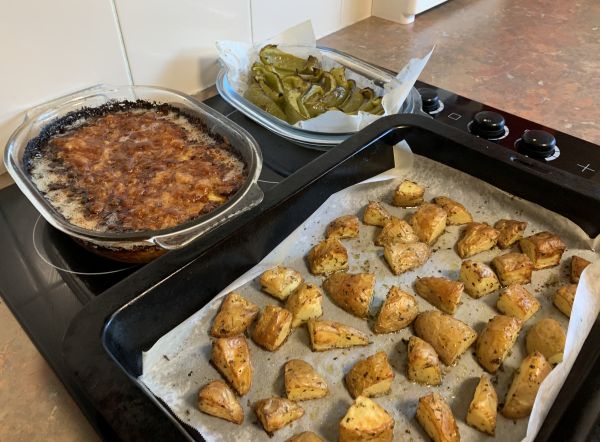 Potato bake and veggies
