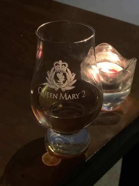 Smoked rum in Queen Mary 2 whiskey glass