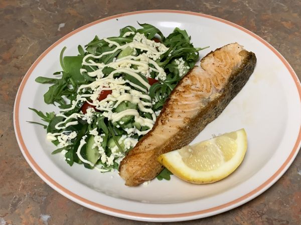 Salmon and salad