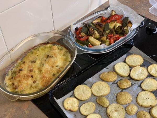Basa bake and veggies