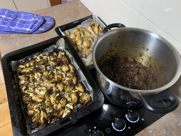 Beef cheeks and veggies