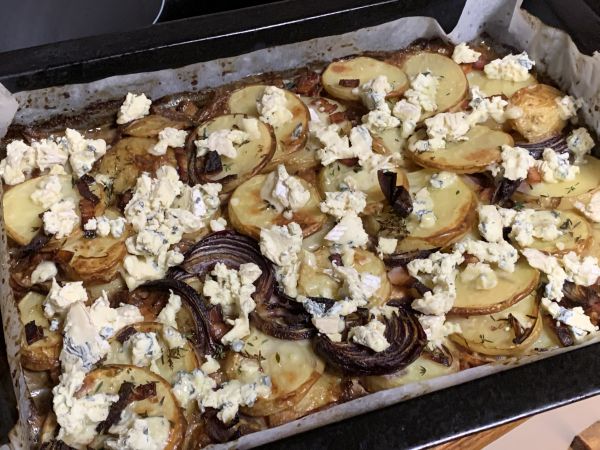 Blue cheese potato bake goodness