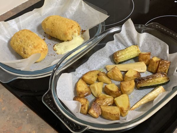 Chicken Kiev and veggies