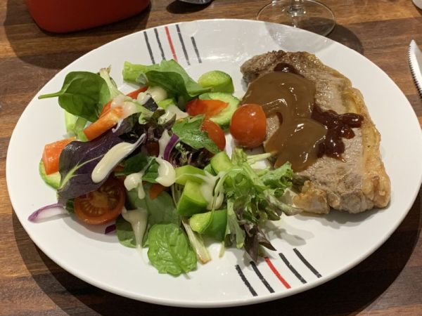 Steak and salad at Kit's