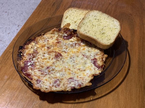 Pizza and garlic bread