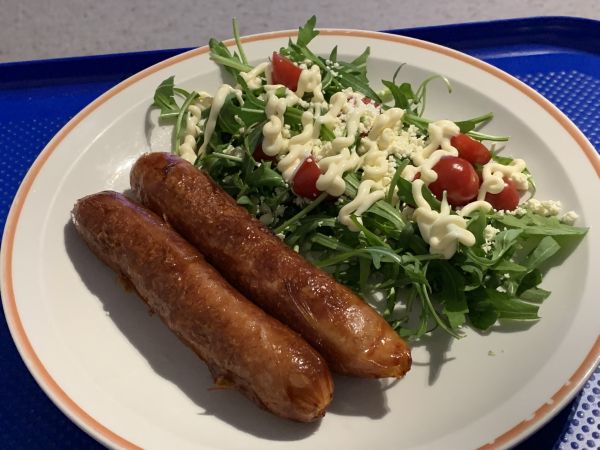 Sausages and salad