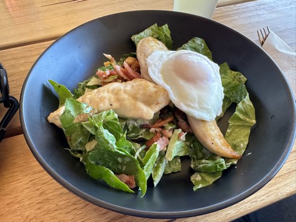Chicken caesar salad at Junee Hotel