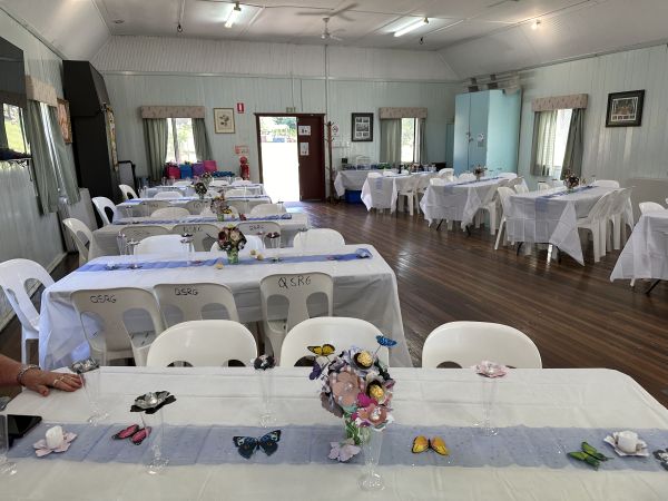 The Rose Cottage decorated for the wedding reception