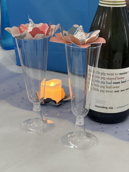 Glasses on our table - with decorations on top