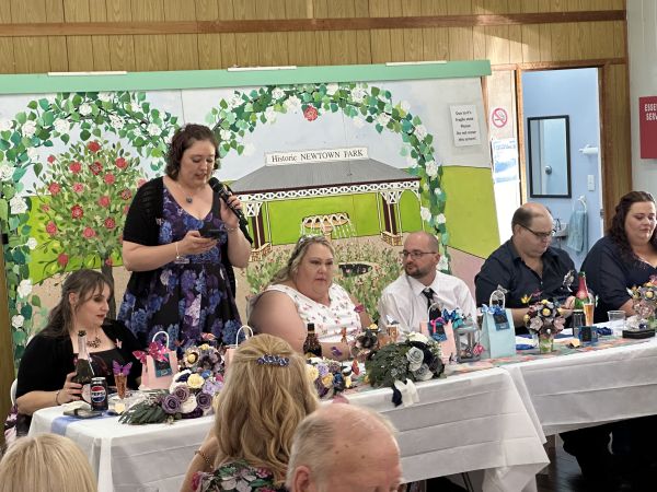 Macs, one of Sarah's bridesmaids giving her speech