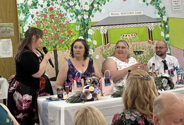 Rachel, one of Sarah's bridesmaids giving her speech