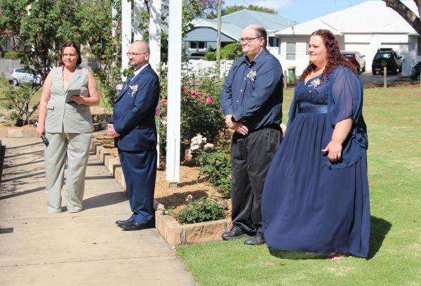 Sara, Ben, Stevie and Rebecca awaiting the arrival of the bridal party