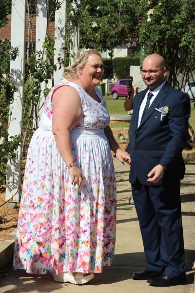 Sarah and Ben as newly-weds