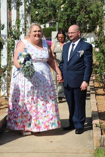 Sarah and Ben as newly-weds