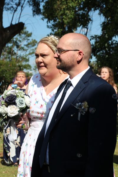 Sarah and Ben as newly-weds