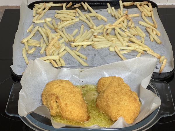 Chicken Kiev and fries