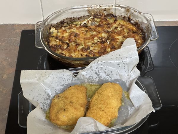 Kievs and blue cheese cabbage bake