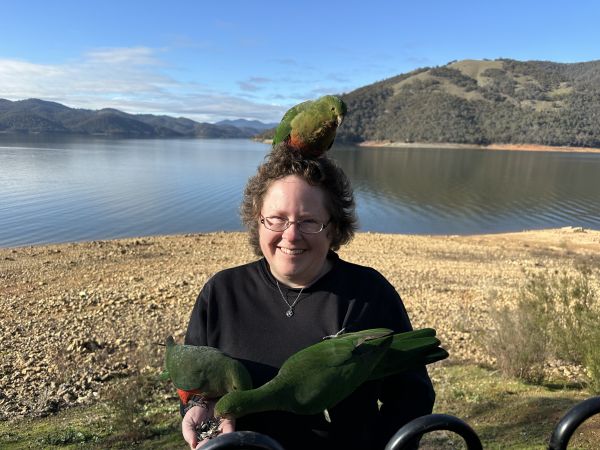 Me feeding birds at Lake Burrinjuck