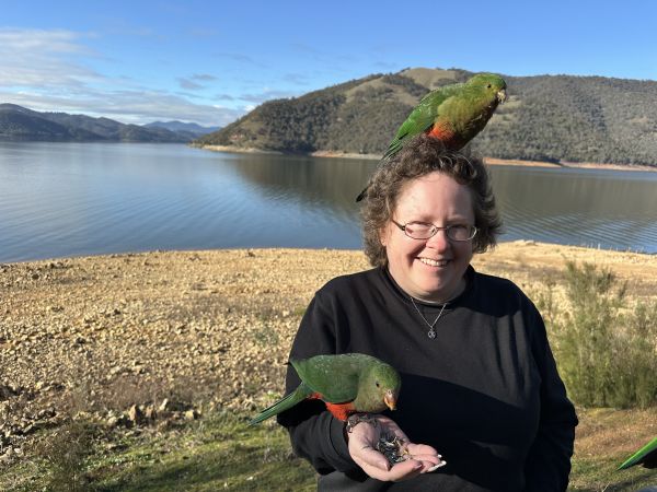 Me feeding birds at Lake Burrinjuck