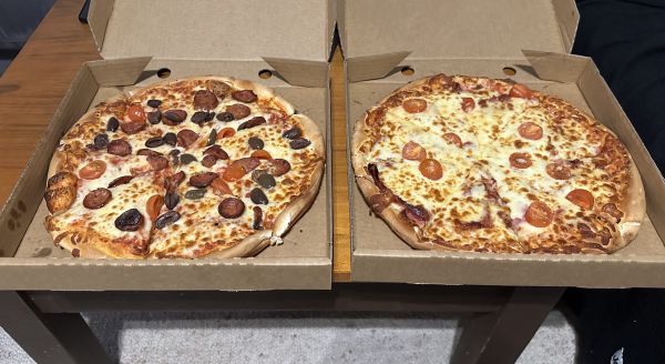 Chorizo and prosciutto pizzas