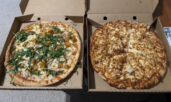 Mills and Grills pumpkin and spaghetti pizzas