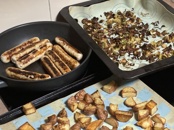 Sausages and veggies