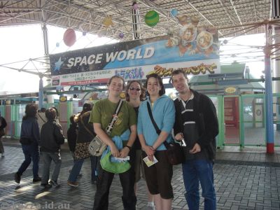 The gang outside Space World