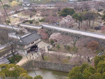 View of the castle grounds from the top level of the castle