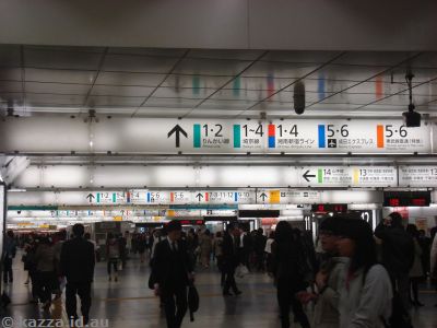 Station signs in Shinjuku station