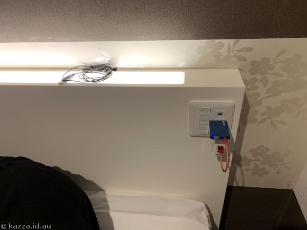 Charging station at the hotel.  The top of the light fitting slides aside, and that's where we found the charger hidden (the cover had been slid closed).