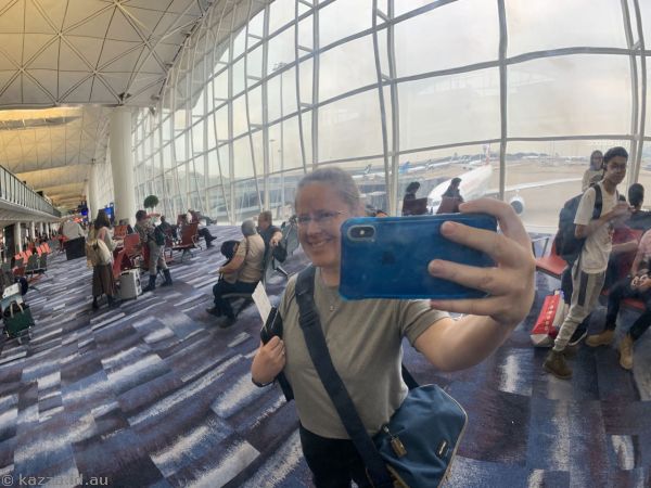 Me reflected in the bean at Hong Kong Airport