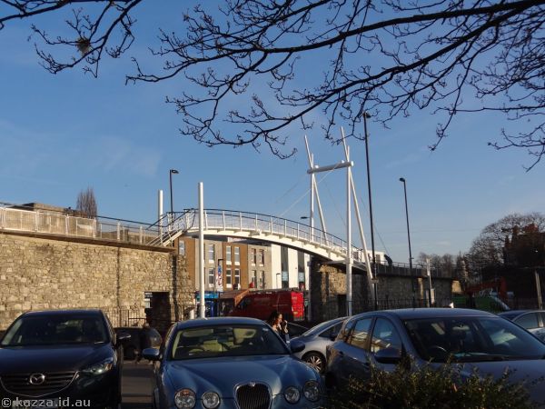 Footbridge where a section of the Old City wall used to be