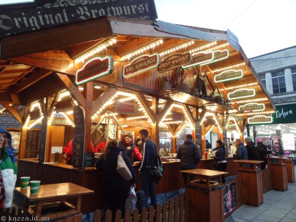 Bratwurst store in the Christmas Markets