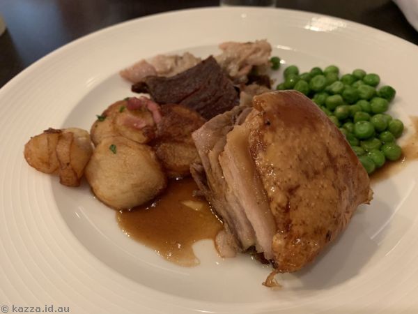 Lunch on the Queen Mary 2 - pork belly, sadly the crackling didn't work