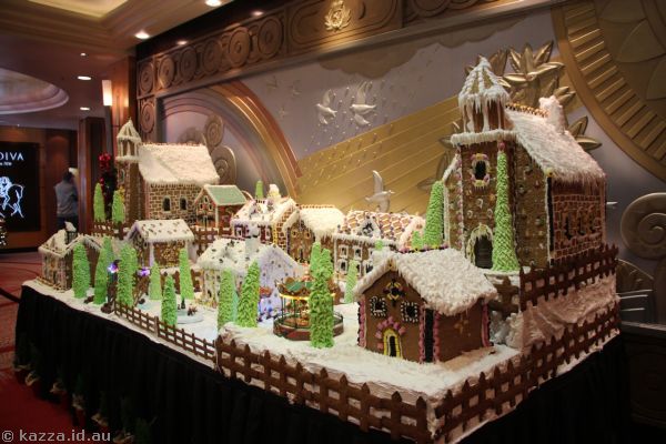 Gingerbread village created for Christmas on the Queen Mary 2