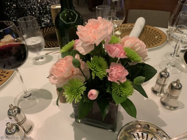 Flowers on our table at dinner on the final night of the cruise