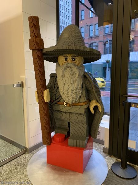 Minifig sculpture in the Lego store