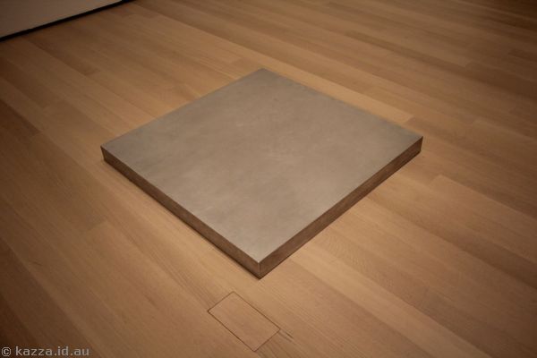 A cubic foot of steel pressed between my palms, by Bruce Nauman (1968)