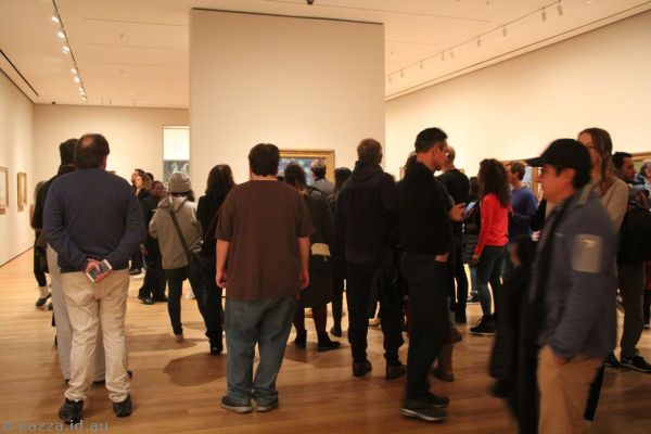 Crowd next to Starry Night