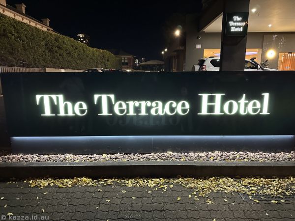 The Terrace Hotel sign