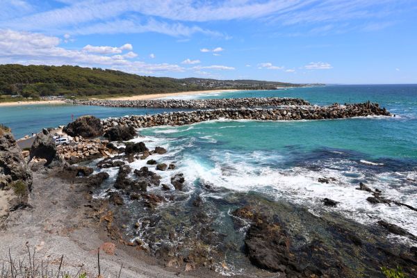 Mouth of the Wagonga River from Bar Rock Lookout