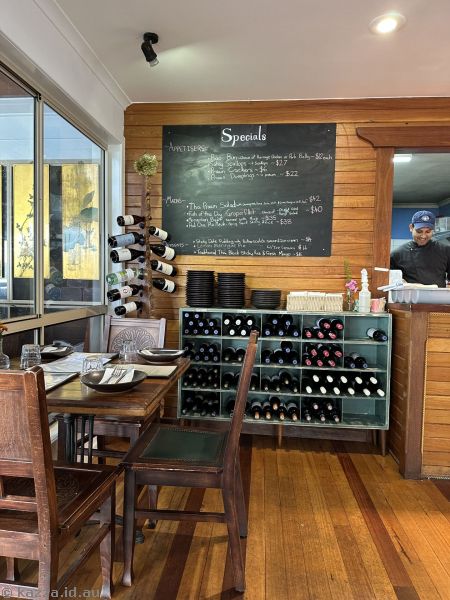 Specials board and wines at the Pickled Octopus